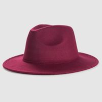 Exclusive For Cross-border British Retro Woolen Hat Men 's And Women 's Hats Monochrome Light Board Felt Cap Simple Big Brim Fedora Hat Tide sku image 2