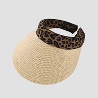 Wholesale Korean Sun Hat Small Leopard Print Straw Hat Empty Top Cap Summer Sunshade Beach Hat sku image 1
