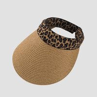 Wholesale Korean Sun Hat Small Leopard Print Straw Hat Empty Top Cap Summer Sunshade Beach Hat sku image 2