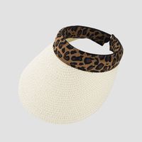 Wholesale Korean Sun Hat Small Leopard Print Straw Hat Empty Top Cap Summer Sunshade Beach Hat sku image 3