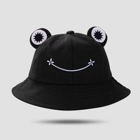 Fisherman Hat Korean Version Cute Art Frog Smile Embroidery Sun Hat Warm Basin Hat sku image 1
