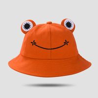 Fisherman Hat Korean Version Cute Art Frog Smile Embroidery Sun Hat Warm Basin Hat sku image 2
