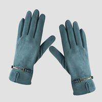 Plus Velvet Chain Gloves Female Autumn And Winter Warmth Riding Driving Solid Color Five-finger Gloves sku image 5