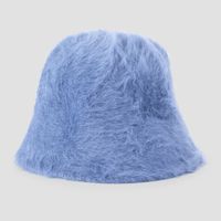 Spot Plush Fisherman Hat Rabbit Hair Bucket Hat Fashion Basin Solid Color Hat sku image 1