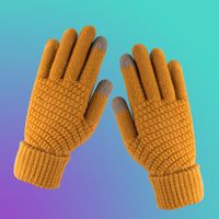 Korean Style Knitting Wool Gloves Women's Autumn And Winter Knitting Gloves Men's Deer Jacquard Touch Screen Warm Thickened Outdoor Riding Rice Grain sku image 1