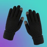 Korean Style Knitting Wool Gloves Women's Autumn And Winter Knitting Gloves Men's Deer Jacquard Touch Screen Warm Thickened Outdoor Riding Rice Grain sku image 2