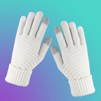 Korean Style Knitting Wool Gloves Women's Autumn And Winter Knitting Gloves Men's Deer Jacquard Touch Screen Warm Thickened Outdoor Riding Rice Grain sku image 3
