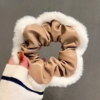 Korean Style New Simple Temperament Pu Leather Large Intestine Hair Ring Plush Internet Celebrity French Retro Textured Hair Band For Girls sku image 1