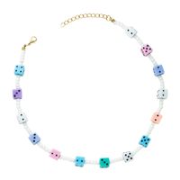 Exaggerated Color Acrylic Dice Handmade Beaded Necklace Personality Hip-hop Style Clavicle Chain sku image 1