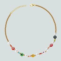 Retro Devil's Eyes Ethnic Style Colored Rice Bead Imitation Pearl Necklace Personalized Handmade Beaded Necklace sku image 1