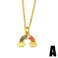 Cross-border Jewelry Rainbow Necklace Female Simple Fashion Trend Inlaid Color Zircon Pendant Clavicle Chain sku image 1