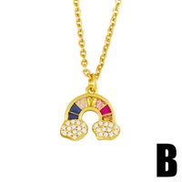 Cross-border Jewelry Rainbow Necklace Female Simple Fashion Trend Inlaid Color Zircon Pendant Clavicle Chain sku image 2