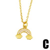 Cross-border Jewelry Rainbow Necklace Female Simple Fashion Trend Inlaid Color Zircon Pendant Clavicle Chain sku image 3