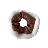 Korean Style New Simple Temperament Pu Leather Large Intestine Hair Ring Plush Internet Celebrity French Retro Textured Hair Band For Girls main image 6