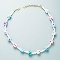 Exaggerated Color Acrylic Dice Handmade Beaded Necklace Personality Hip-hop Style Clavicle Chain main image 2