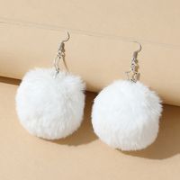 Korean Version Of Creative Small Fresh Wild Sweet Star And Moon Fluffy Ball Earrings sku image 2