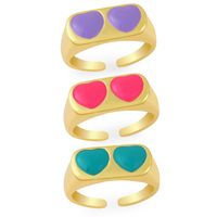 European And American Cross-border Jewelry Simple Creative Retro Dripping Peach Heart Geometric Ring main image 2