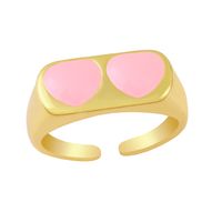 European And American Cross-border Jewelry Simple Creative Retro Dripping Peach Heart Geometric Ring main image 4