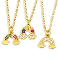 Cross-border Jewelry Rainbow Necklace Female Simple Fashion Trend Inlaid Color Zircon Pendant Clavicle Chain main image 1