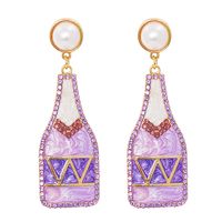 Personality Alloy Diamond Wine Bottle Earrings Color Dripping Earrings Earrings Cross-border Earrings main image 2