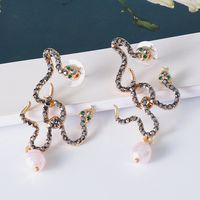 New Style Earrings Snake Shape Diamond Pearl Earrings Earrings Personalized Wholesale main image 4