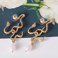 New Style Earrings Snake Shape Diamond Pearl Earrings Earrings Personalized Wholesale main image 6
