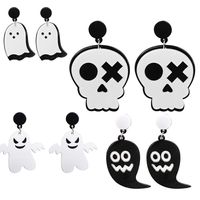Halloween Funny Pumpkin Skull Ghost Acrylic Personality Resin Earrings main image 2