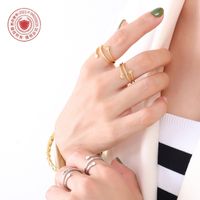 Hot Sale Irregular Opening Non-adjustable Ring Korean 18k Real Gold Plated Titanium Steel Finger Ring main image 6