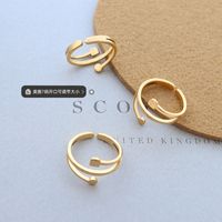 Hot Sale Irregular Opening Non-adjustable Ring Korean 18k Real Gold Plated Titanium Steel Finger Ring main image 5