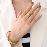 Hot Sale Irregular Opening Non-adjustable Ring Korean 18k Real Gold Plated Titanium Steel Finger Ring main image 4