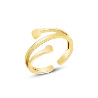 Hot Sale Irregular Opening Non-adjustable Ring Korean 18k Real Gold Plated Titanium Steel Finger Ring main image 3