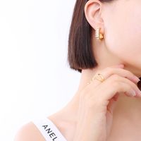 Personalized U-shaped Zircon Full Diamond Earrings Titanium Steel Ear Jewelry main image 1
