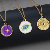 Cross-border New Arrival Retro Style Tag Necklace Men And Women Spot Copper Inlaid Zirconium Roman Style Star Moon Compass Pendant main image 1