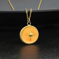 Cross-border New Arrival Retro Style Tag Necklace Men And Women Spot Copper Inlaid Zirconium Roman Style Star Moon Compass Pendant main image 3