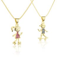 New Roller Skating Boys And Girls Pendant Gold-plated Copper Necklace main image 1