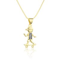 New Roller Skating Boys And Girls Pendant Gold-plated Copper Necklace main image 6