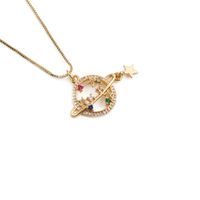 New Zircon Star-shaped Jewelry Necklace Cross-border Copper-plated Real Gold Star Pendant Necklace main image 2