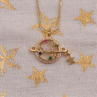 New Zircon Star-shaped Jewelry Necklace Cross-border Copper-plated Real Gold Star Pendant Necklace main image 5