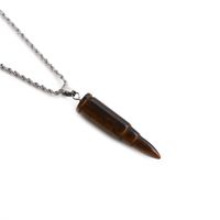 Fashion Semi-precious Stone Tiger's Eye Stone Bullet Pendant Stainless Steel Necklace main image 1