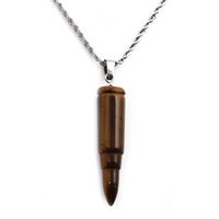 Fashion Semi-precious Stone Tiger's Eye Stone Bullet Pendant Stainless Steel Necklace main image 3