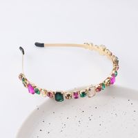 New Fashion Korean Style Small Color Rhinestone Metal Headband Women's Catwalk Street Shooting Gift Hair Accessories Headdress sku image 1