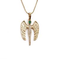1 Piece Fashion Water Droplets Wings Copper Inlay Zircon Pendant Necklace sku image 9