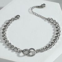 New Fashion Simple Hip Hop Titanium Steel Stainless Steel Double Ring Bracelet Jewelry Wholesale Cross-border sku image 1