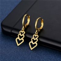 Simple Stainless Steel Peach Heart Earrings New Heart Series Earrings Wholesale sku image 1