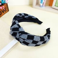 Korean Version Of The New Fabric Headband Wide-sided Checkerboard Lattice Cross Knotted Headband sku image 1
