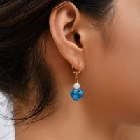 European And American Trend Simple Cute Creative Heart Glass Earrings Exquisite Flower Earrings Jewelry main image 1