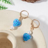 European And American Trend Simple Cute Creative Heart Glass Earrings Exquisite Flower Earrings Jewelry main image 3