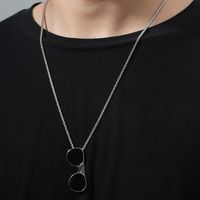Magic Mirror Necklace Hip-hop Sunglasses Niche Design Pendant Stainless Steel Necklace main image 1