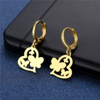 European And American Heart-shaped Butterfly Earrings Stainless Steel 18k Gold Earrings main image 1