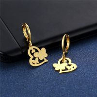 European And American Heart-shaped Butterfly Earrings Stainless Steel 18k Gold Earrings main image 3